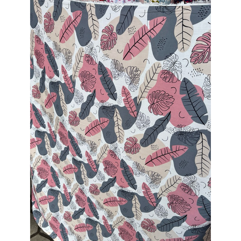 kain katun rayon viscose premium motif daun nangka