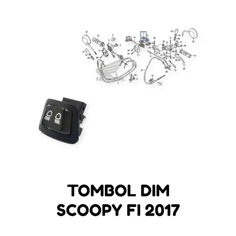 Tombol Dim Scoopy Fi 2017 - Saklar Sakelar Switch Dimmer Jauh Dekat Honda Scoopy eSP Fi 2017 - 2020