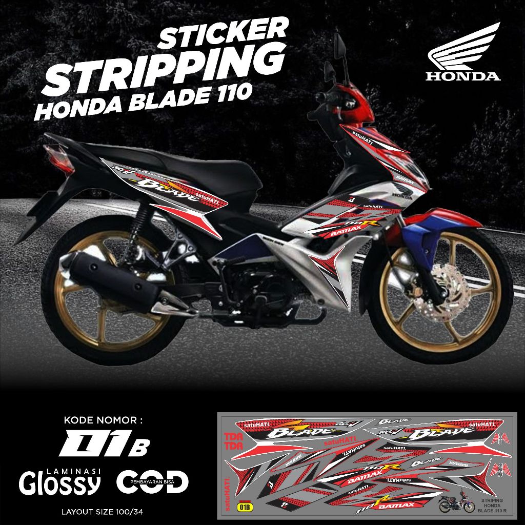 sticker motor honda blade 110 lama decal stiker honda blade striping honda blade