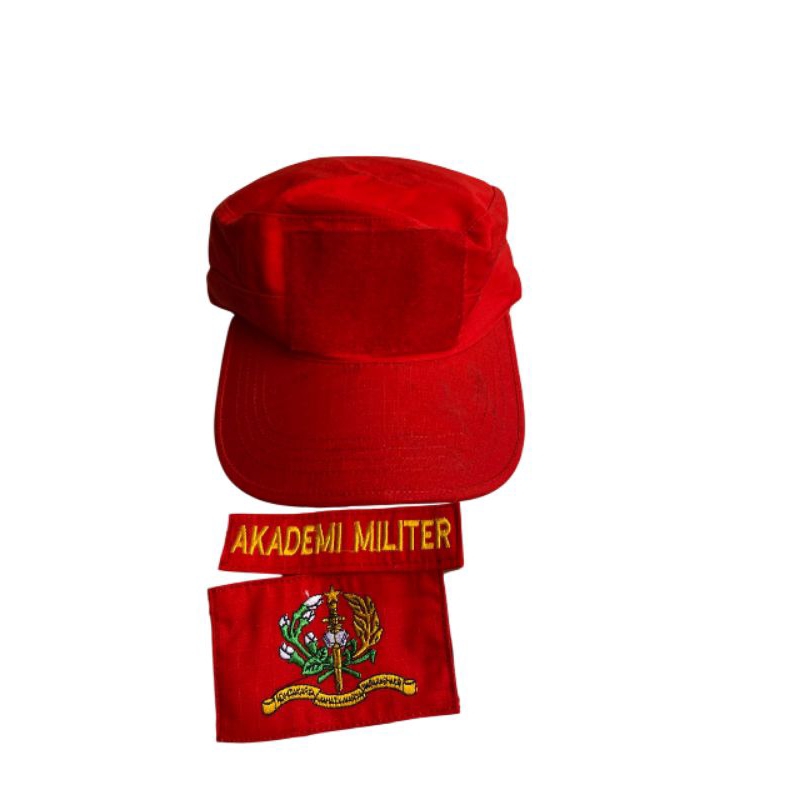Patrol Cap Topi Lapangan Pendidikan Akademi Militer AKMIL Merah Full Patch Like New (2)