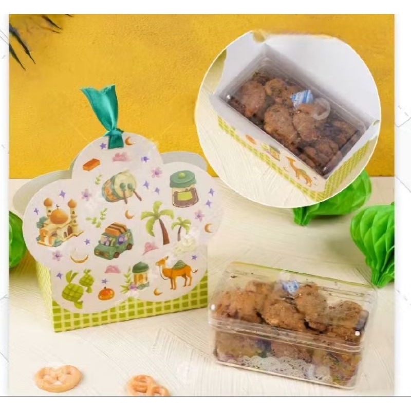 

MiLMUT box lebaran 1 toples 350gr persegi panjang box kue lebaran box kuker lebar box cookies lebaran dua kue kering lebaran