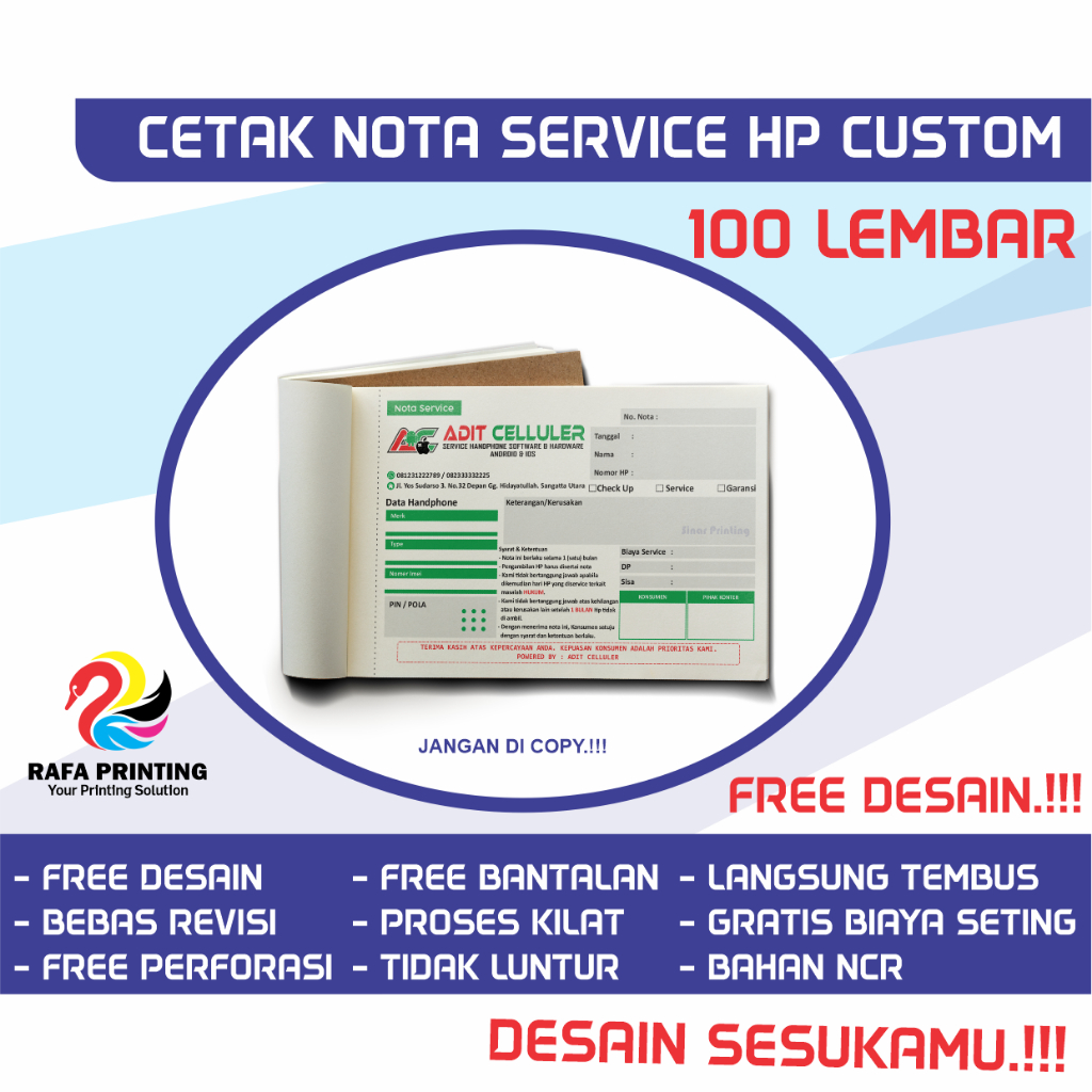 NOTA SERVICE HP NOTA KONTER NOTA SERVIS - CETAK NOTA CUSTOM