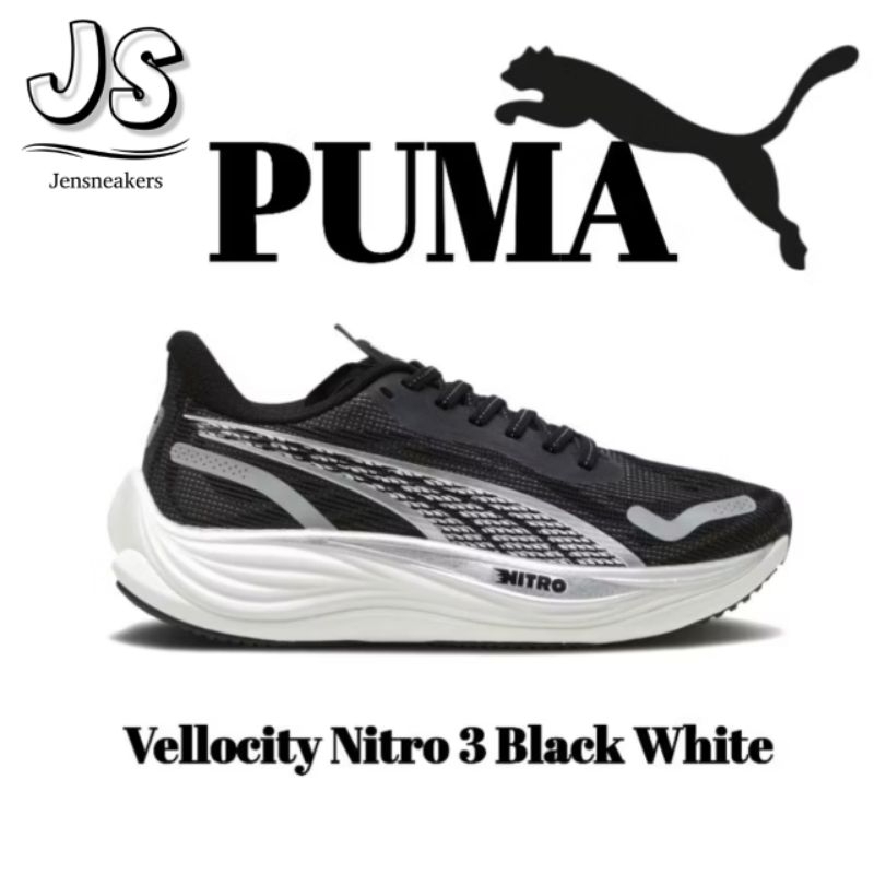 PUMA Velocity Nitro 3 Black White Sepatu Olahraga