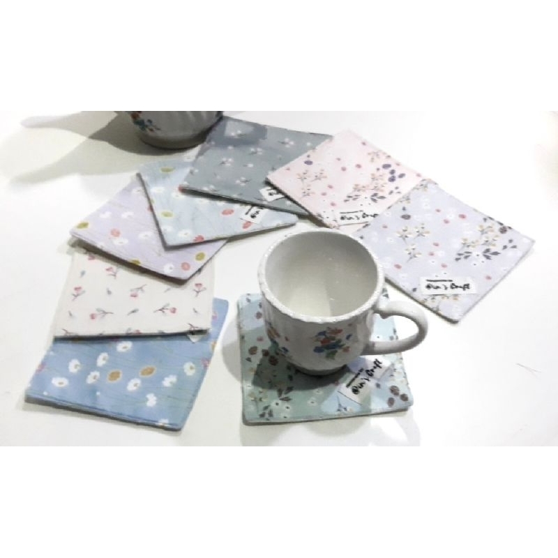Tatakan Gelas|Alas Gelas|Coaster|Tatakan Gelas Kain Katun|Handmade|Warna Pastel|Pastel Mood