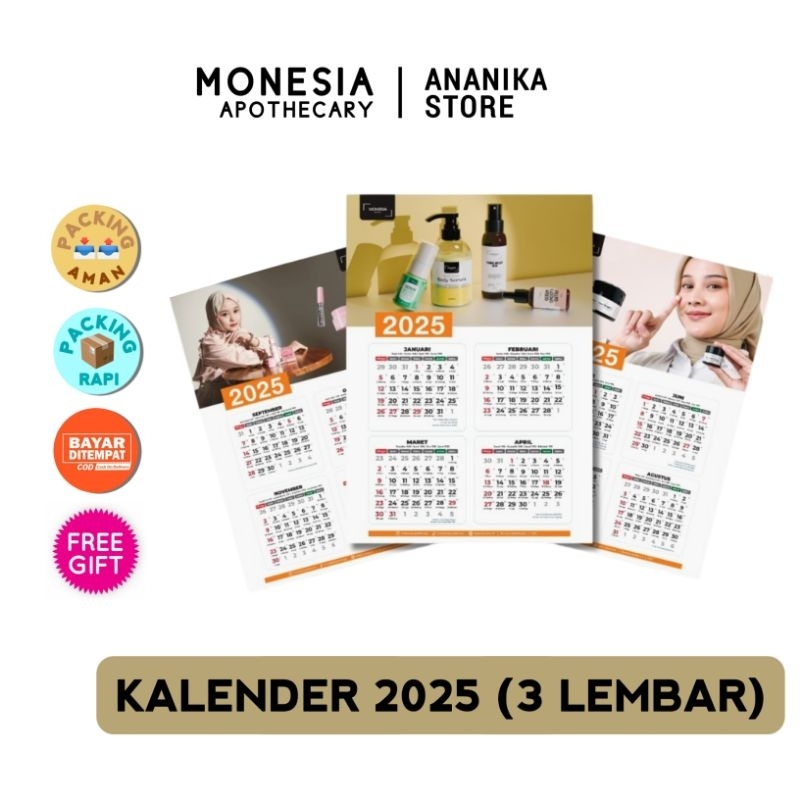 

[MONESIA APOTHECARY] KALENDER DINDING MONESIA 2025 || 3 LEMBAR || (UKURAN ± 32x47 CM) || ORIGINAL