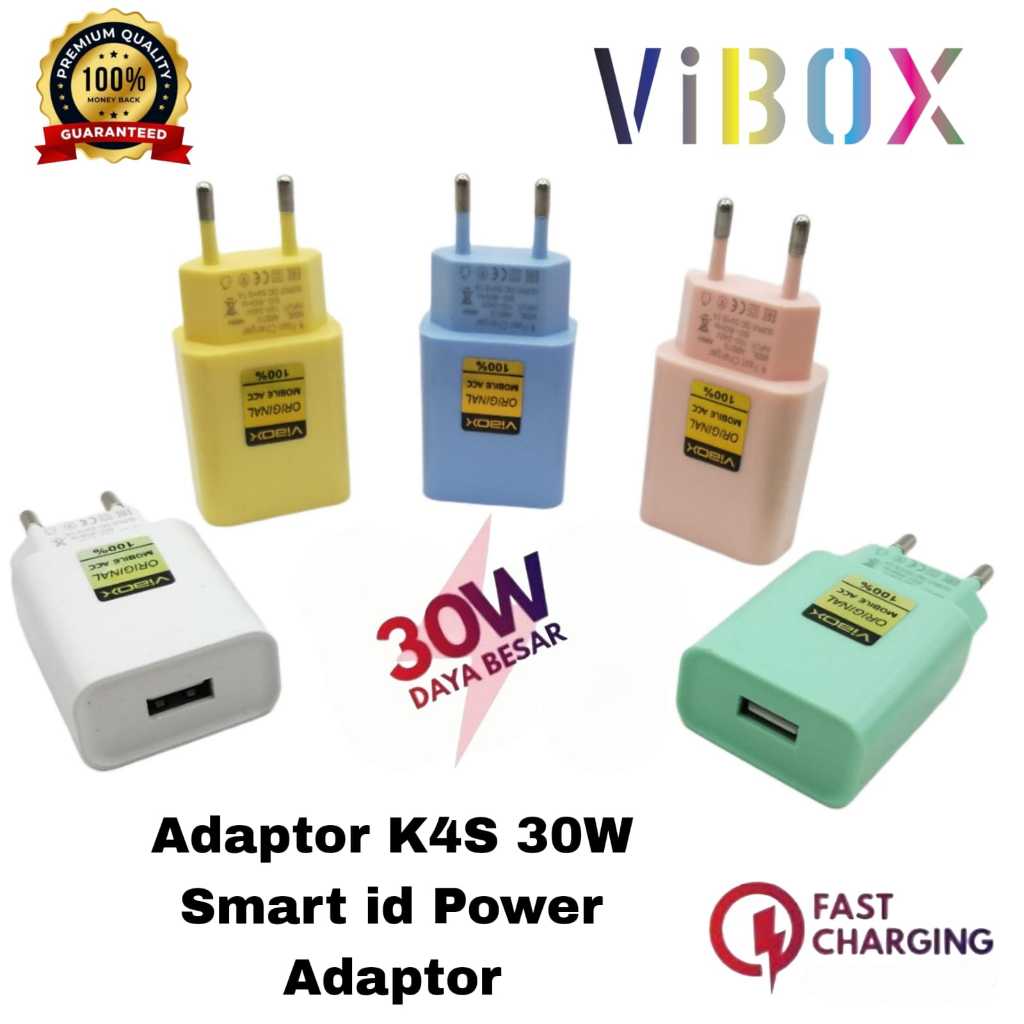 (1pc) Batok 30w Vibox Macaron VB K4s Adapter Charger VB-K4s 3.1A 1Usb Universal For Hp Android Smart