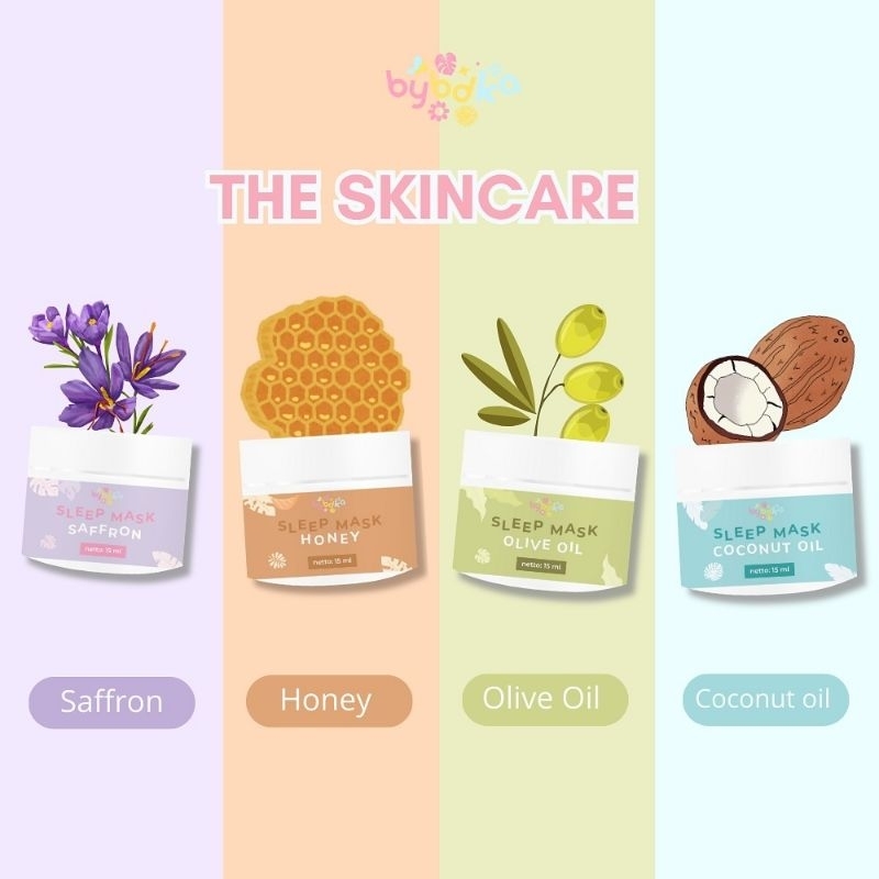 BYBDKA SAFFRON, sleeping mask saffron 15ml 50ml, penghilang bekas jerawat, Meredakan jerawat meradan