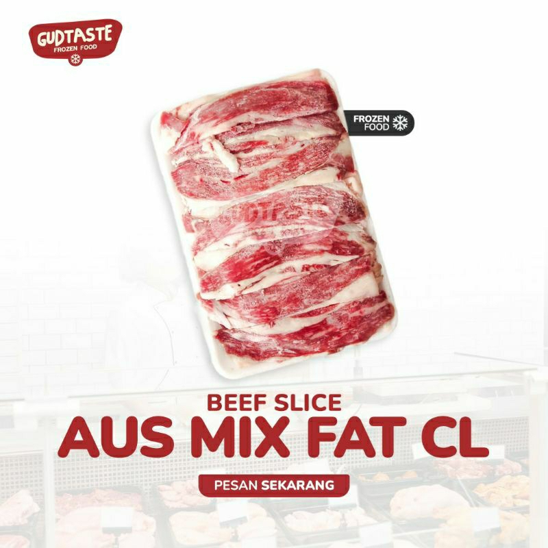 

Beef Slice AUS Mix Fat CL - Mix Fat - Beef Slice - Daging Slice - Sukiyaki - BBQ - Daging Wagyu