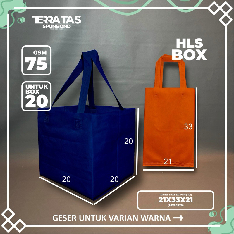 

(Pcs) Tas Spunbond Handle Lipat Samping Tas Kotak Makan Goodie Bag 75 GSM 21x33x21 Box 20x20