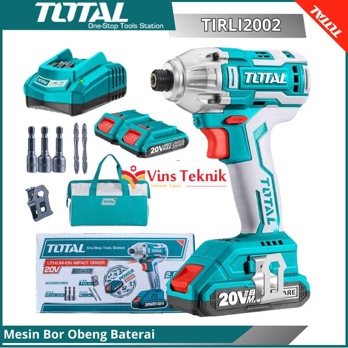 Bor obeng baterai cordless screw driver impact driver TOTAL TIRLI2002