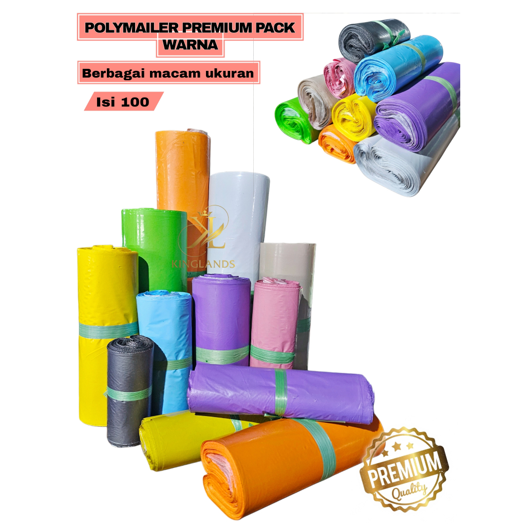 

Plastik Packing Polymailer Warna Poly isi 100 pcs Premium Amplop Hijau Ungu Biru Pink Glossy