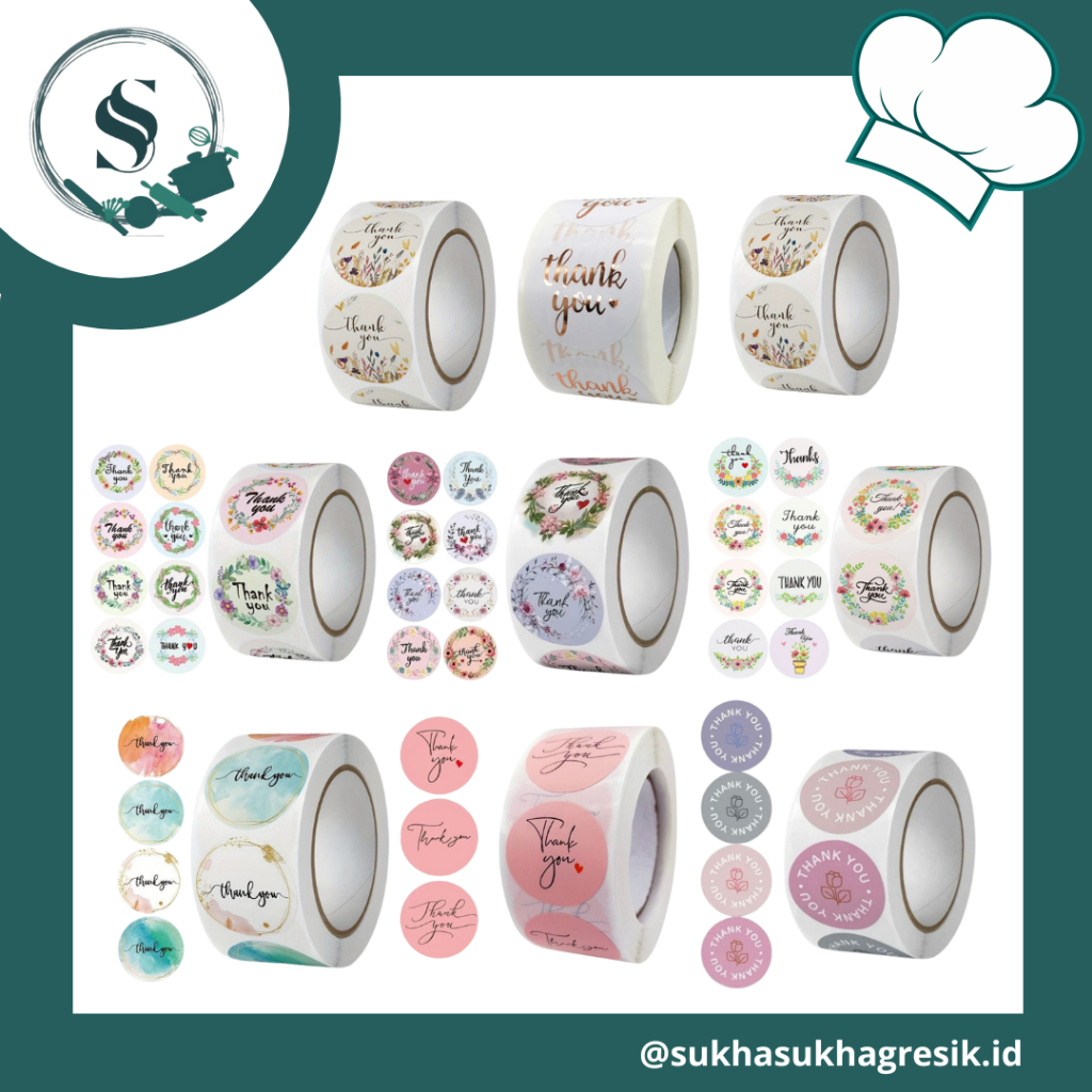 

(SM) STICKER ROLL 500PCS Thankyou For Order Label Stiker Gulung Selamat Menikmati Untuk Hampers Souvenir Toples Packaging Wrapping