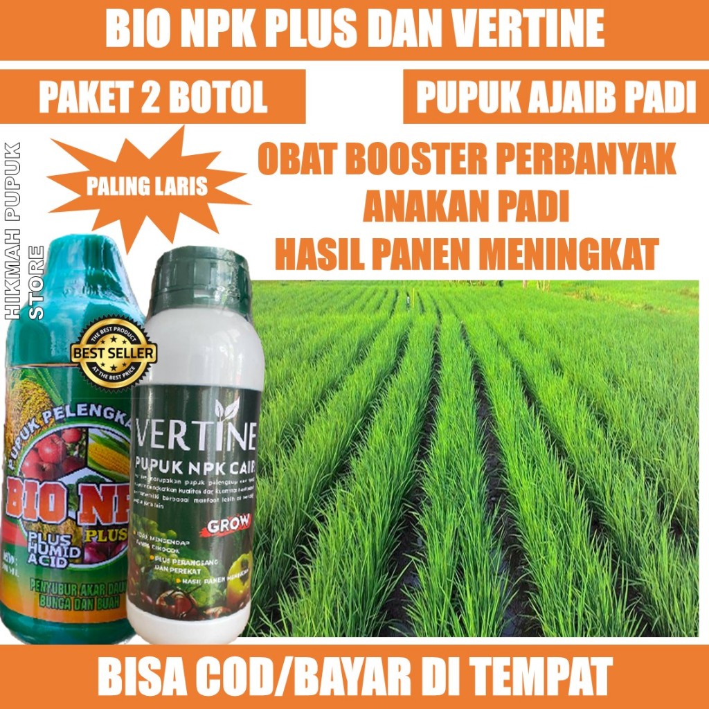 (BISA COD) 1 Botol Vertine & 1 Botol Bio NPK GAZA PUPUK PELEBAT ANAKAN PADI PUPUK UNTUK PADI - Pupuk