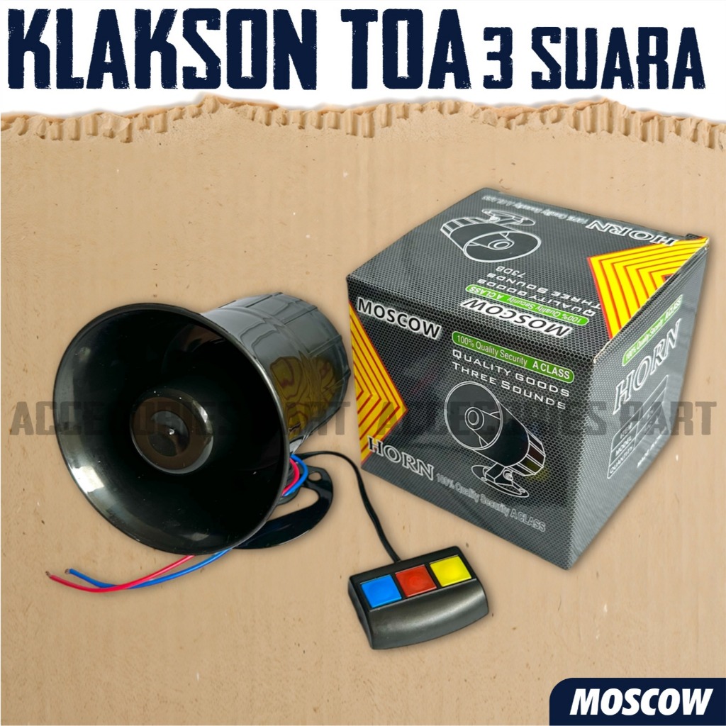 MOSCOW Klakson Toa 3 Suara Bulat Klakson Bulat 3 Tombol Suara bisa Motor Mobil Dengan Aki 12V Sirine