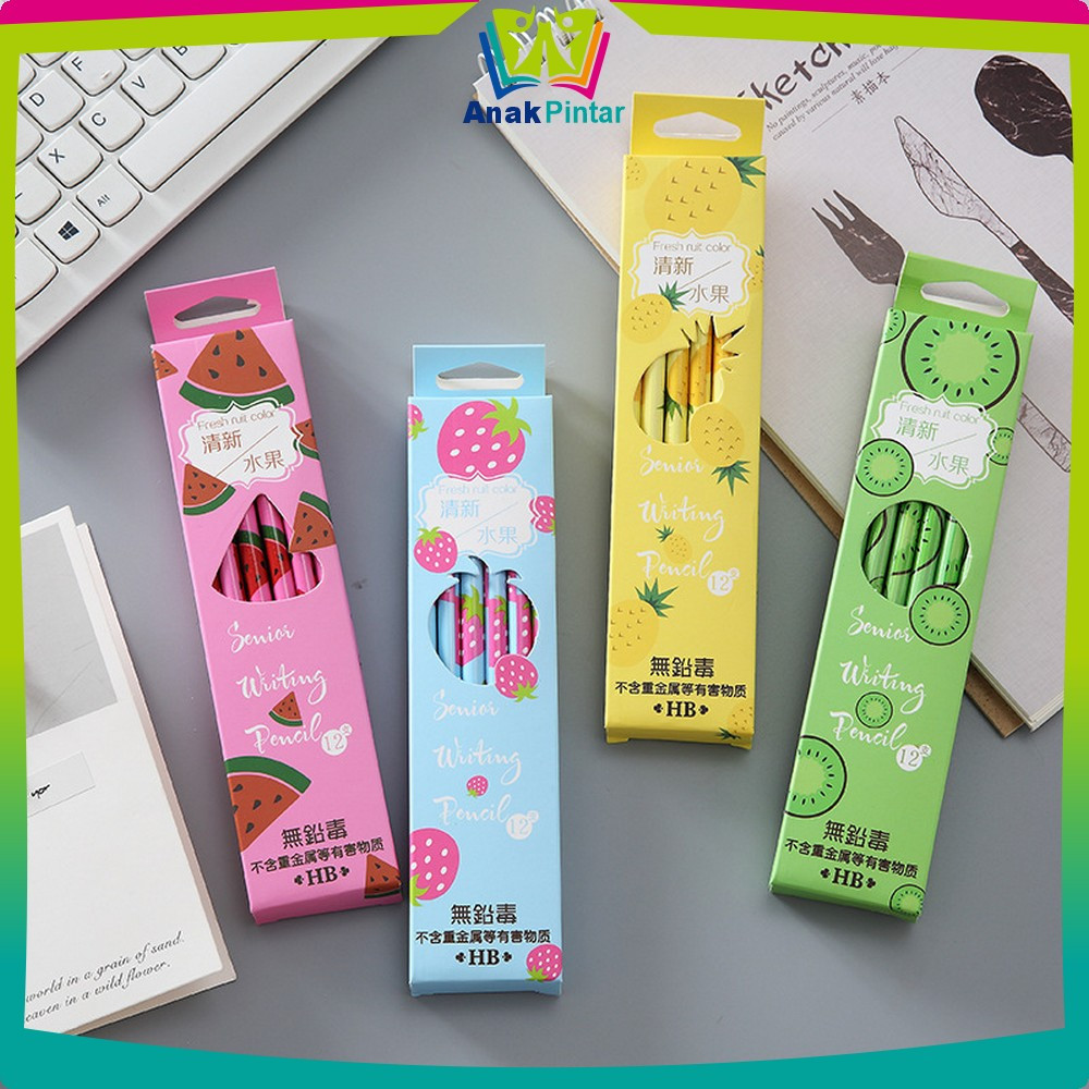 

Pensil 12pcs Alat Tulis Sekolah Pencil Fruits With Eraser Pensil Kayu Set 12IN1 Motif Buah Dengan Penghapus Praktis Anak Pintar A49