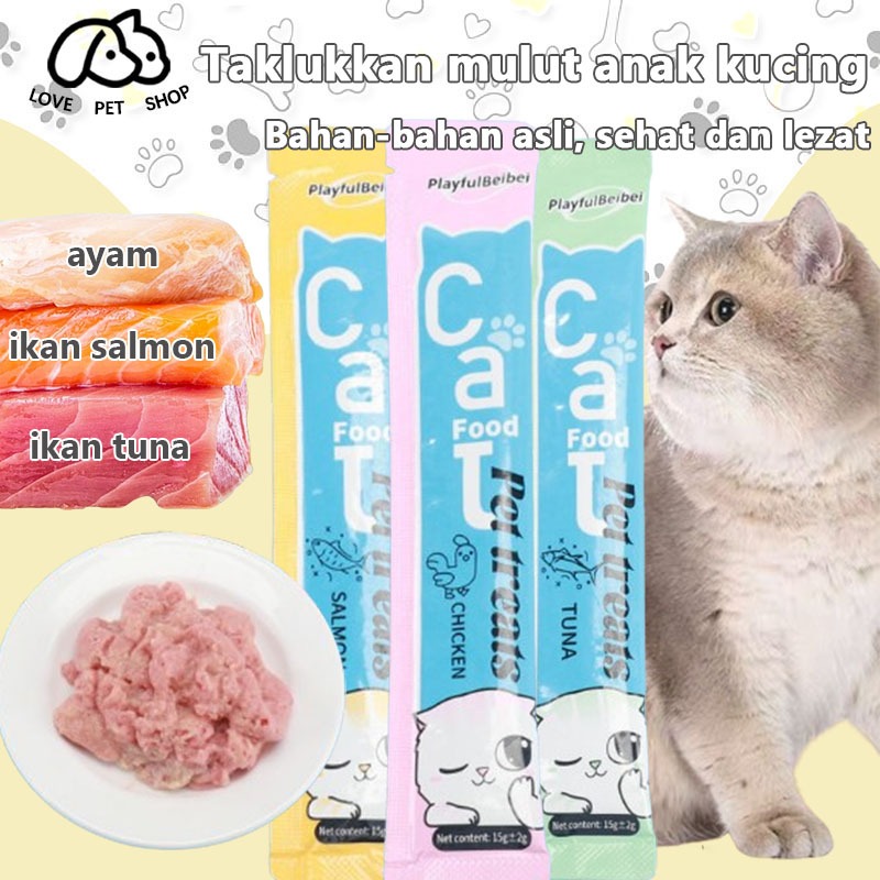 Cemilan Kucing Cemilan Hewan Peliharaan 15 gr/stik Cemilan Krim Cemilan Kucing untuk Anak Kucing dan