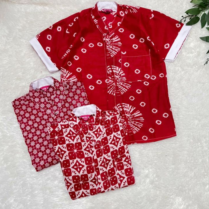 KEMEJA BATIK ANAK MERAH PUTIH BATIK BRAVE BAHAN KATUN MURAH