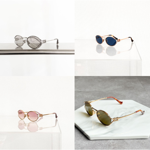 MIU MIU Logo Oval Metal Sunglasses
