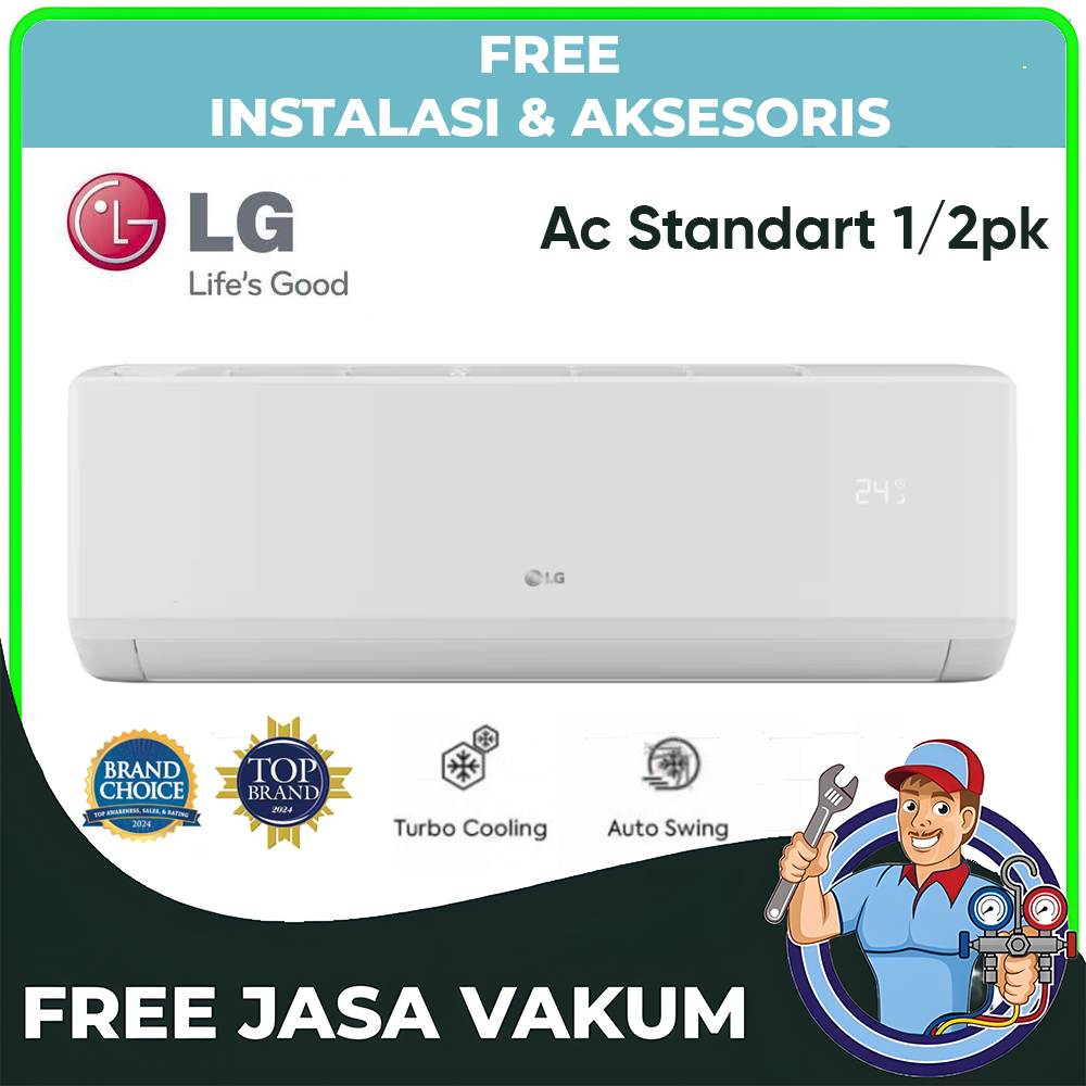 AC LG 1/2 PK + PASANG LG NEW HERCULES  Turbo Cooling