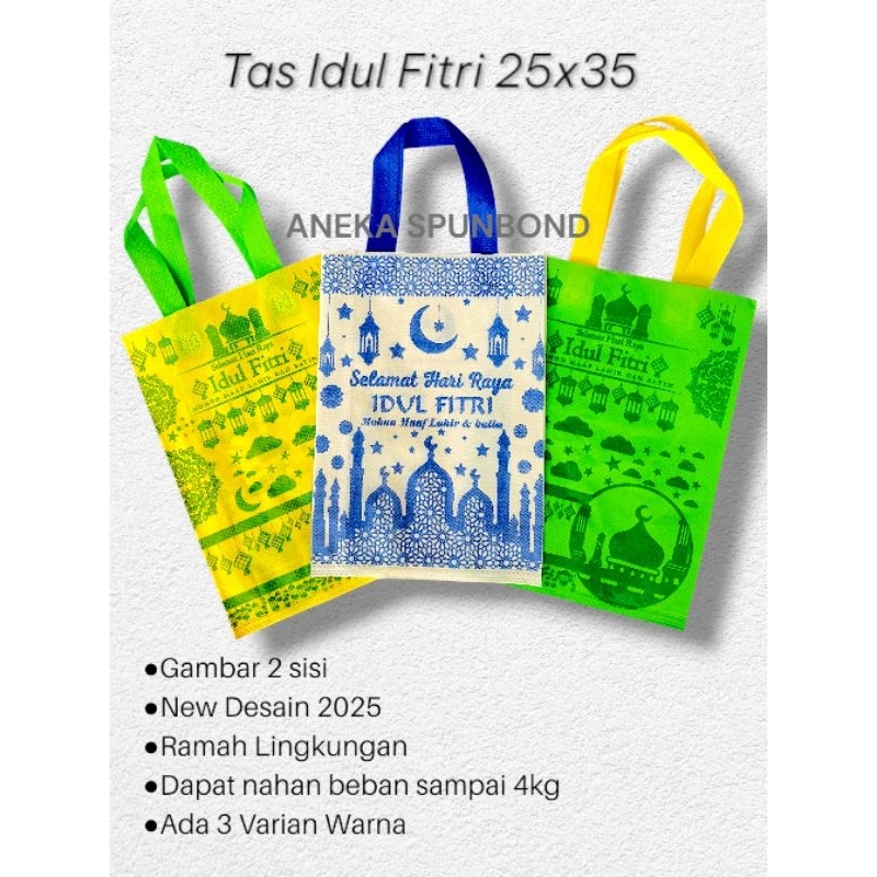 

[12 pcs] Goodiebag Idul Fitri 25x35 Tas Spunbond Hampers Lebaran Ekonomis