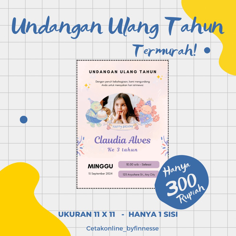 

Undangan Ulang Tahun termurah - Hanya 1 sisi
