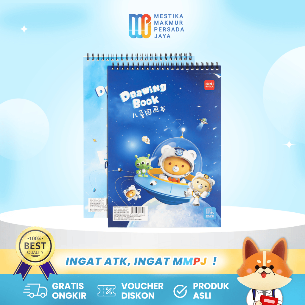 

Deli Drawing Book Buku Gambar Anak Tebal 100 GSM 30 Lembar 73387