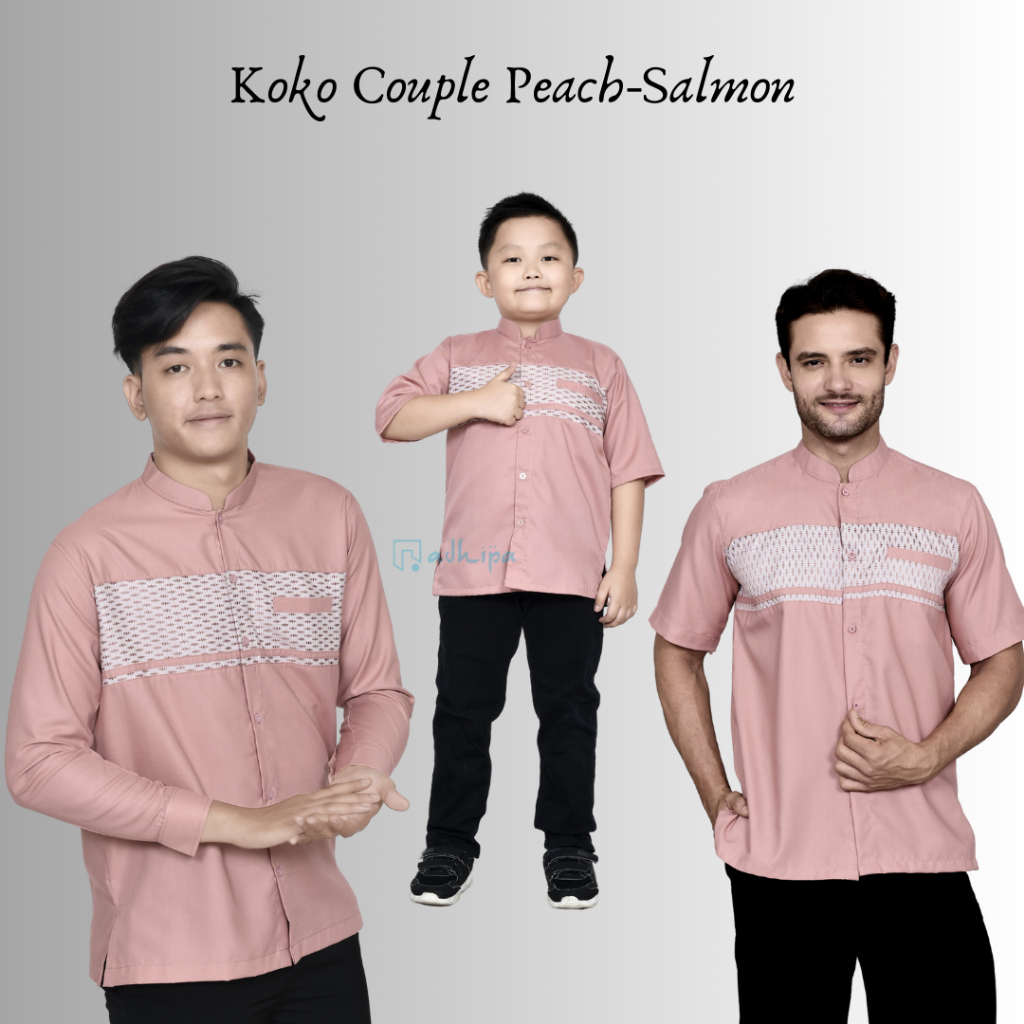Adhipa Koko Couple Ayah Anak warna Peach Salem Songket