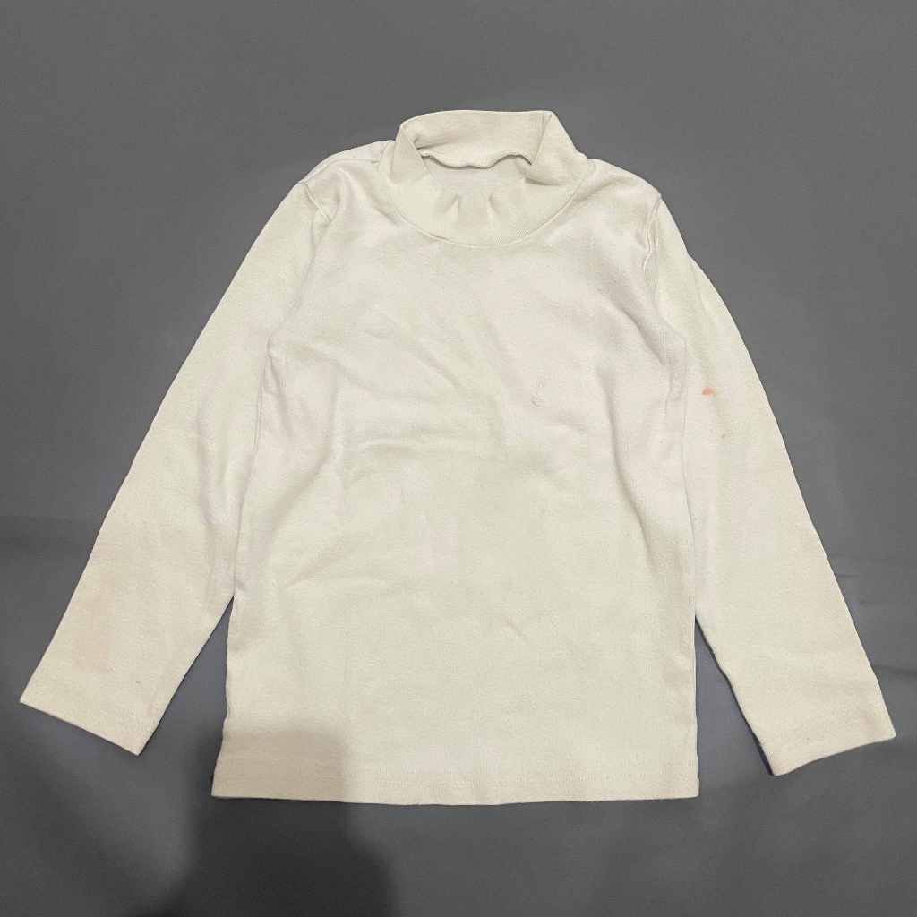 ANAK K217 (ISOOP ORI, PRELOVED) Baju Atasan Kaos Rajut Knit Turtleneck Tangan Panjang Stretch Putih 