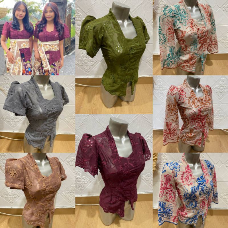 KEBAYA BALI BY ANI Kebaya Sifon Bordir Tangan Pendek
