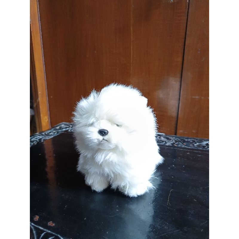 Boneka anjing kecil putih