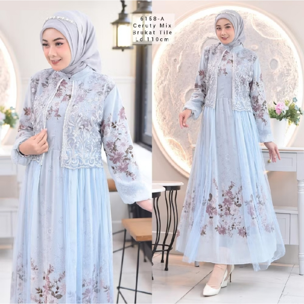 FLASH SALE  Gamis Ceruti Wanita Dewasa Mix Brukat Rompi 2025