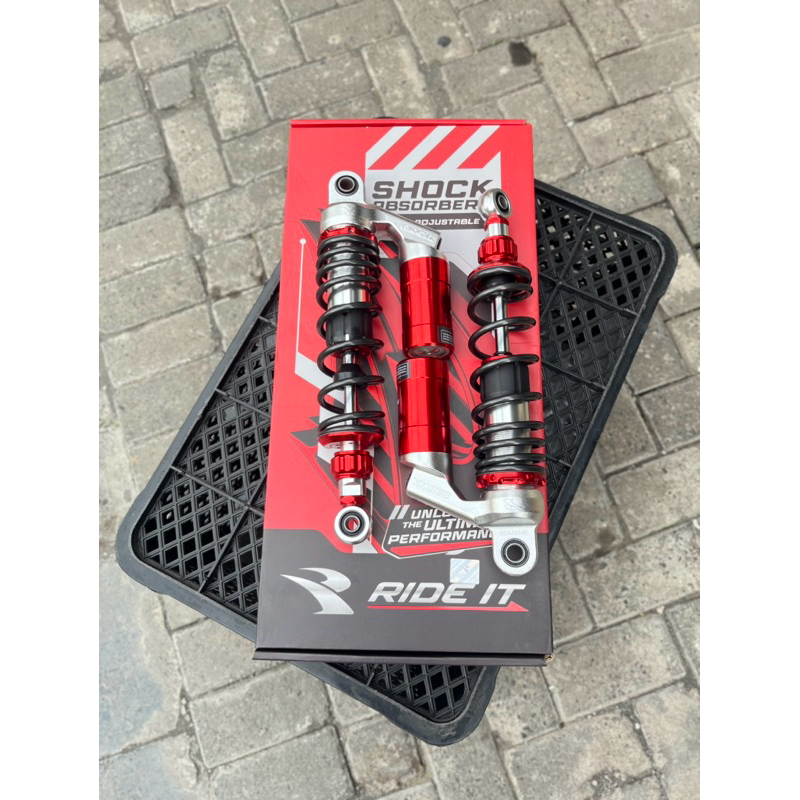 SHOCK SKOK KATECOK UKURAN 320MM TITANIUM RED DOUBLE KLIK PNP CB,GL,MP,TIGER DLL