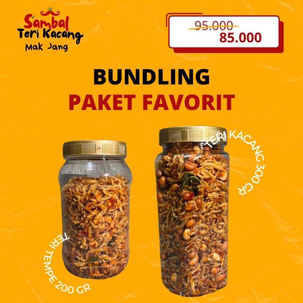 

PAKET FAVORITE!! teri kacang 300 gram + teri tempe 200 gram by Mak Jang