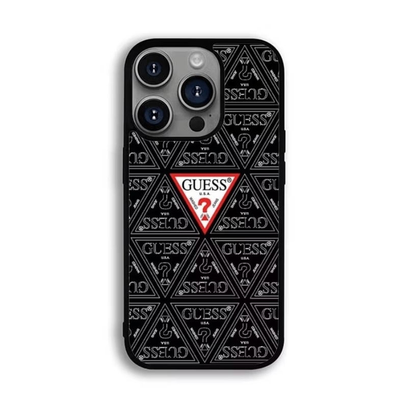 Casing softcase rubber guess black iphone 16 pro max/15 pro max/14 pro max/13 pro max/12 pro/13 mini