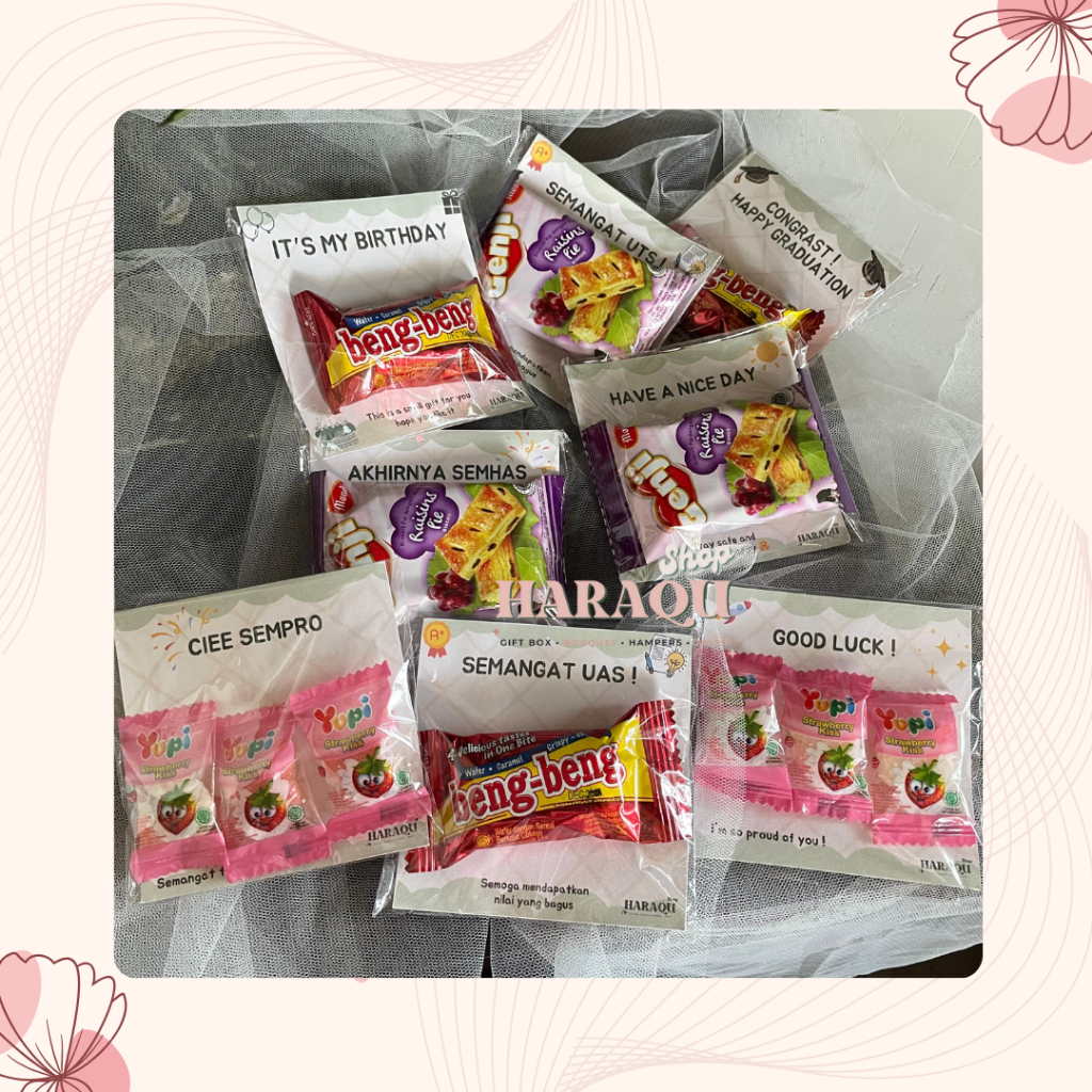 

(Haraqu_Shop) Mini Gift Snack / Mini Hampers / Mini Gift Ulang Tahun / Mini Gift Graduation / Bingkisan Snack