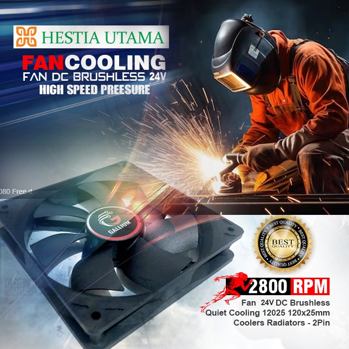 Kipas Trafo mesin Las 12cm Fan DC 24V  0.35A Kecepatan tinggi - High Speed 2800 RPM