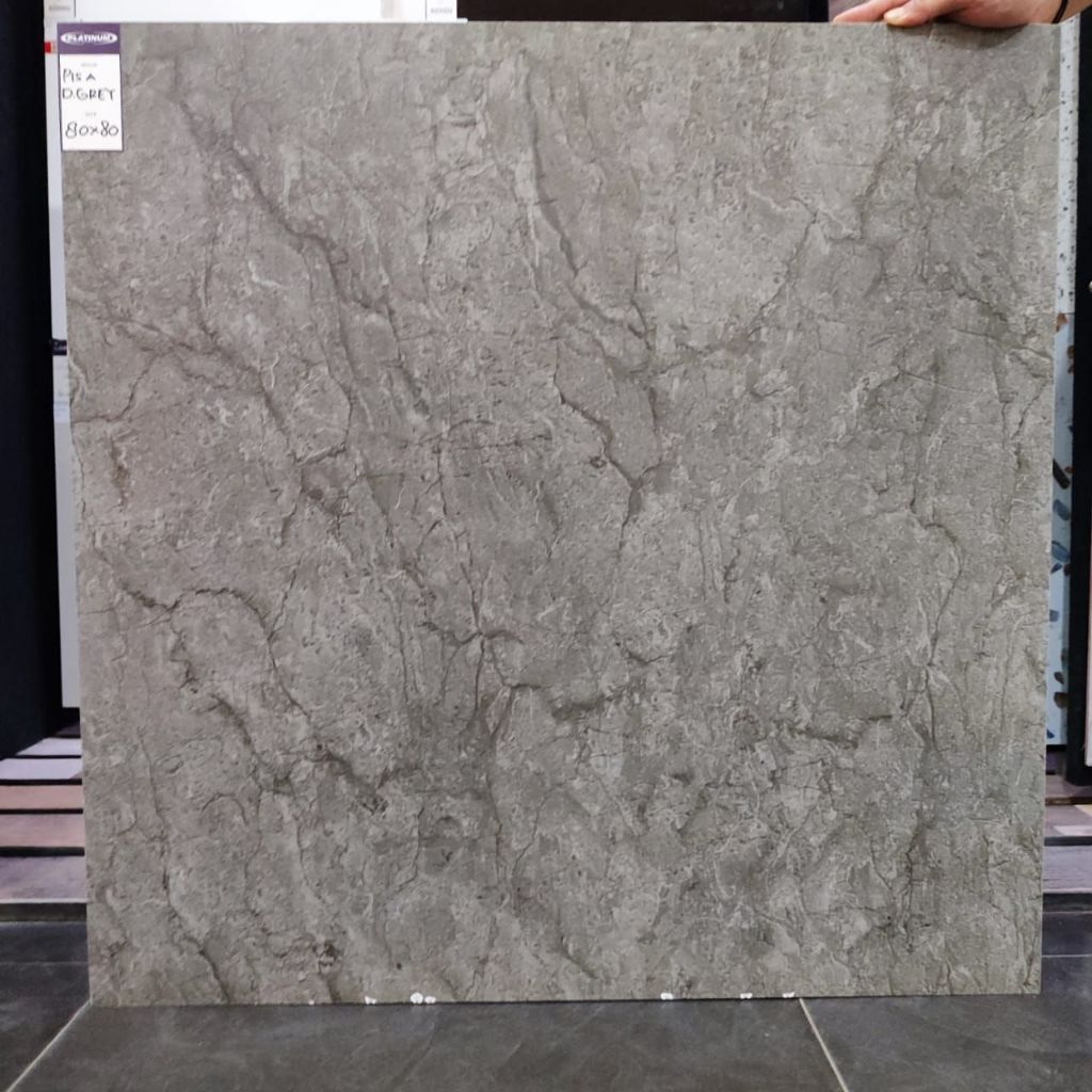 Keramik Lantai Kasap 80x80 Platinum Pisa Dark Grey