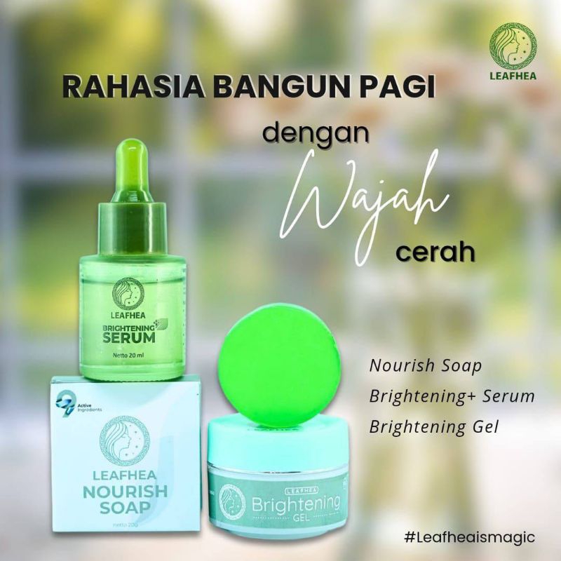 paket skincare malam leafhea original sabun serum brightening gel