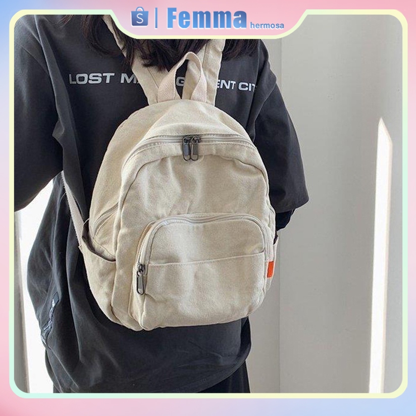 Mini sastra tas bahu kecil niche tas ransel wanita Import tas sekolah kanvas dicuc fashion korea bag
