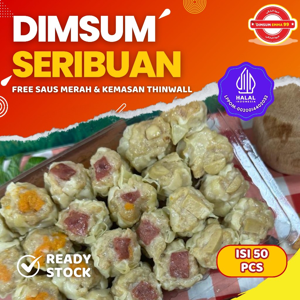 

Dimsum Ayam Seribuan Frozen Isi 50 Pcs - Free Saus Merah Halal Topping Ayam, Sosis, Smokebeef