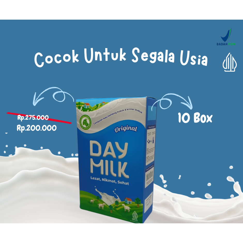 

DAYMILK Susu kambing etawa- 100% ORIGINAL - 10 BOX Halal-BPOM [Solusi Untuk Masalah Pernapasan ]