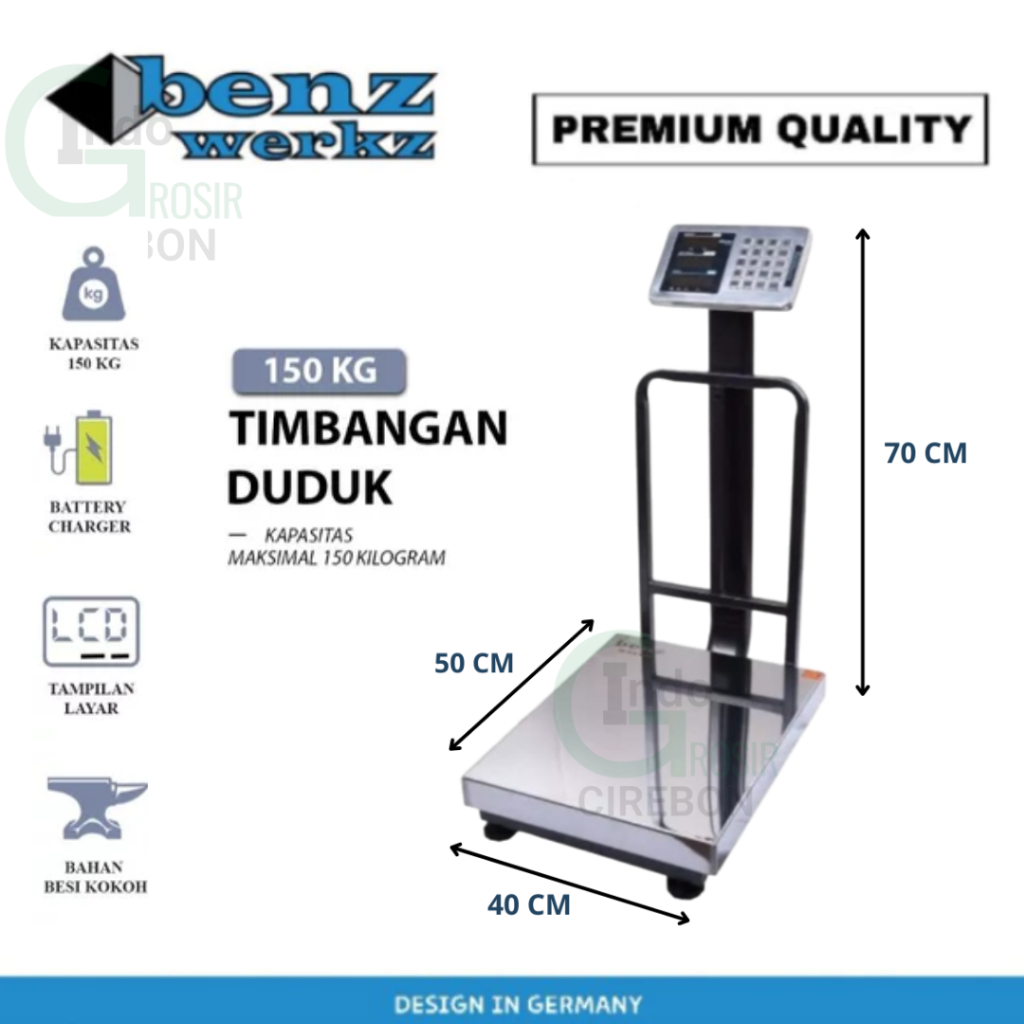 Timbangan Duduk 150 - 300 Kg LED Display Timbangan Barang Badan Beras Buah Sayur Paket Serbaguna Ben