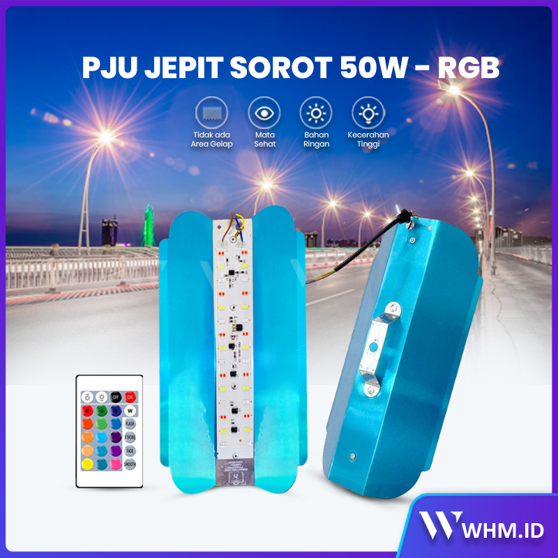 LAMPU JALAN 50W AC PJU LED SUNLAMP SOROT OUTDOOR PENERANGAN STREET LIGHT/ LAMPU JALAN LED RGB
