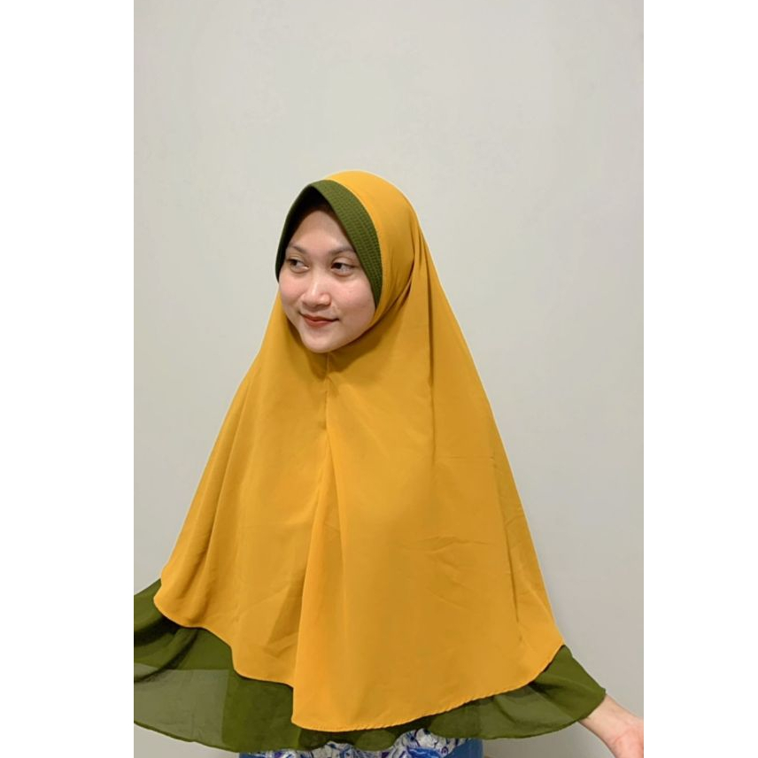 Jilbab Khimar Ceruty Jumbo Dua Layer Bolak-Balik - Jilbab Khiamr Jumbo 2 Warna