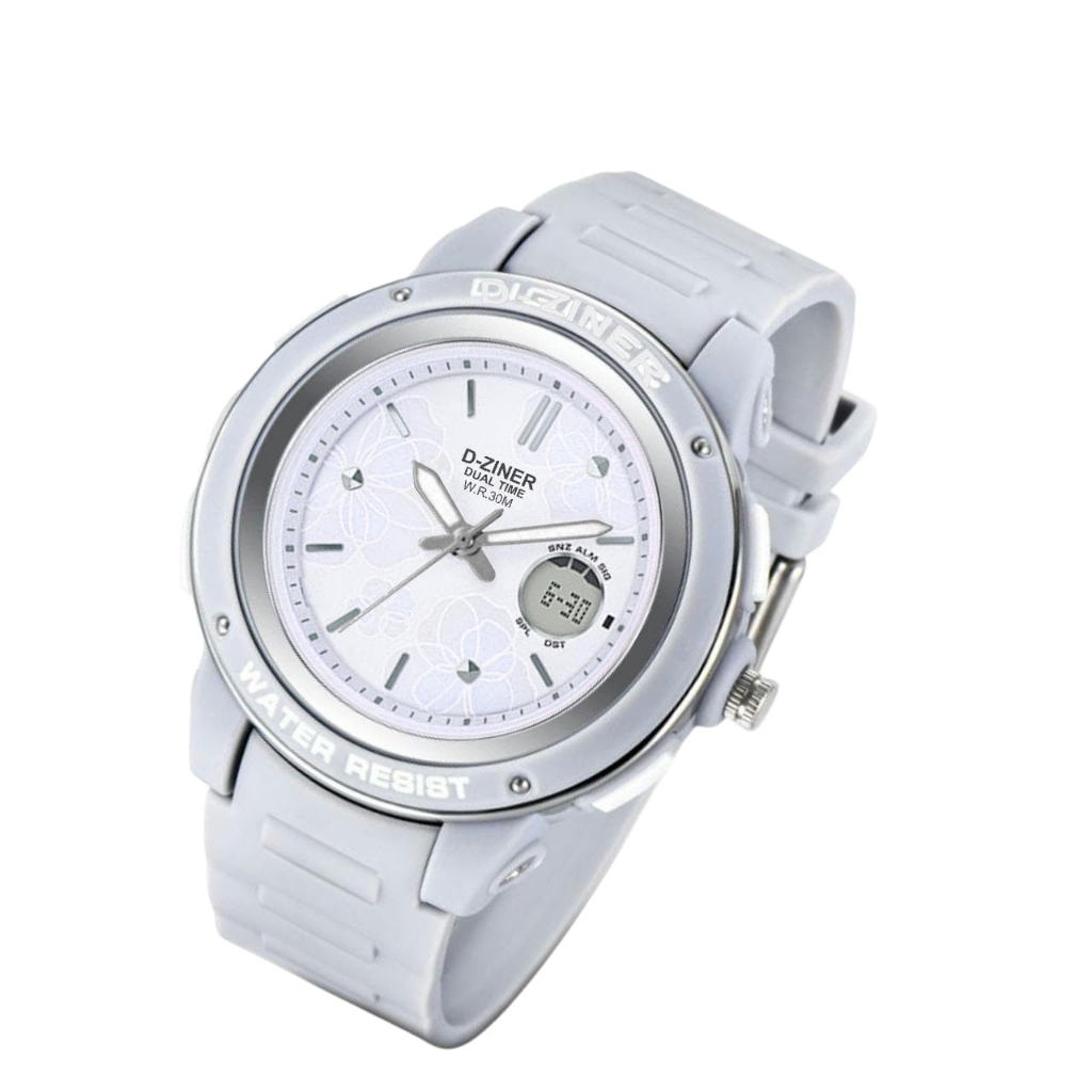 D-ZINER 8311 JAM TANGAN WANITA RUBBER DUAL TIME