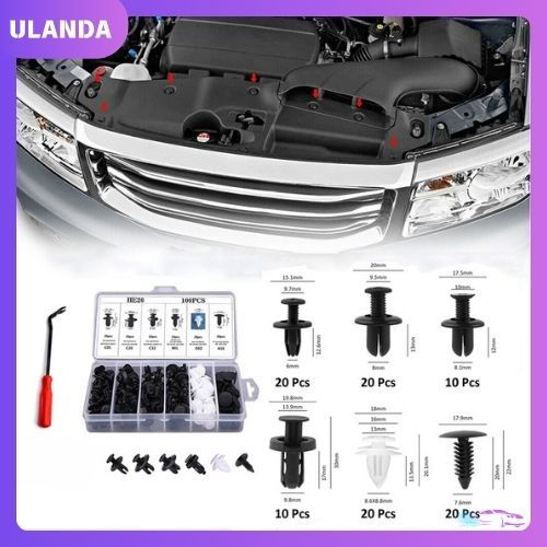 100pcs Baut Rivet Mobil Baut Rivet Mobil Universal Baut Klip Mobil Klip Bumper Motor Alat Perbaikan 
