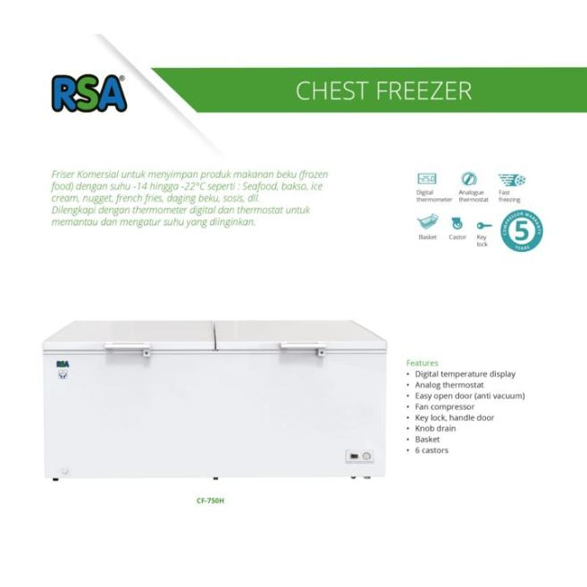 FREEZER RSA CF-750H CHEST FREEZER [ 688 LITER ] FREEZER BOX