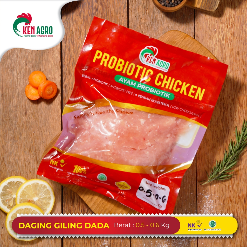 

Ken Agro Ayam Probiotik Daging Giling Fillet Dada 0.5-0.6 kg Frozen
