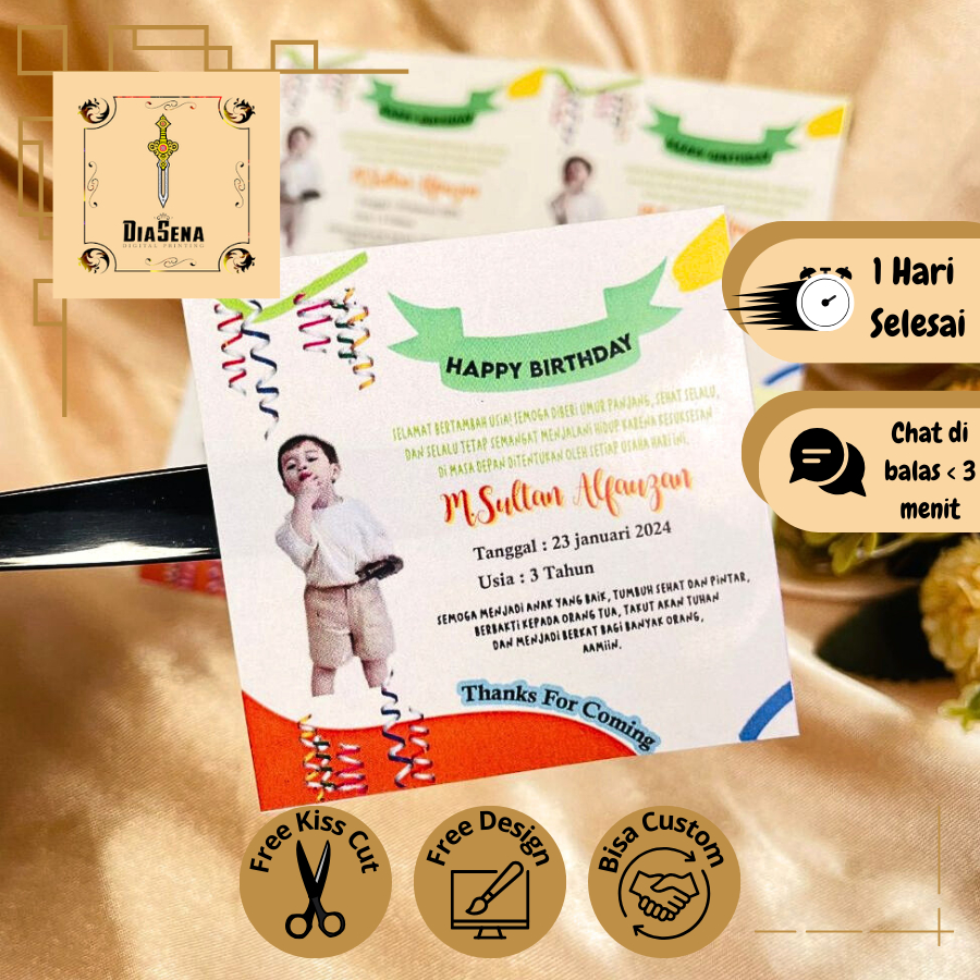 

2-4 Stiker Ultah Anak Ulang Tahun Label Bentuk Kotak Sticker Ulang Taun Balita Uk.Kecil Diasena
