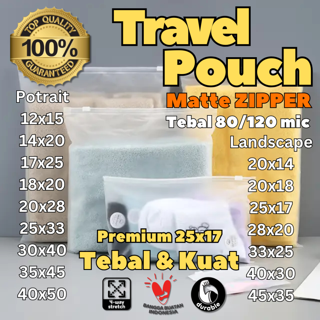 Landscape Premium 25x17 Travel Pouch Organizer / Zipper Bag / Kantong Serba Guna Ziplock